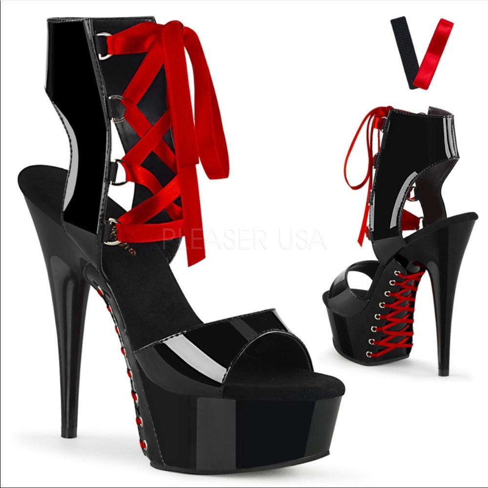 6 Inch High Heel Platform Corset Lace-up Booties